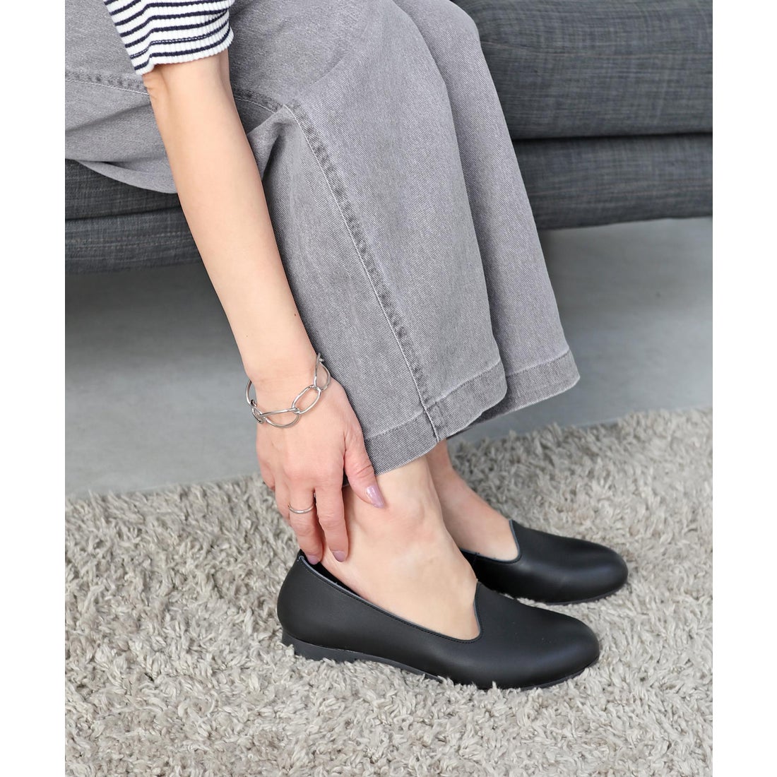 本革】 オペラシューズ 7119 （ブラック） -モードカオリ MODE KAORI