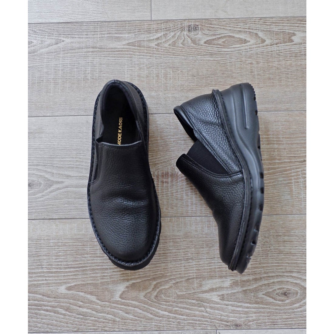 本革】 【4E】撥水サイドゴアスニーカー 6131 （ブラック） -モード