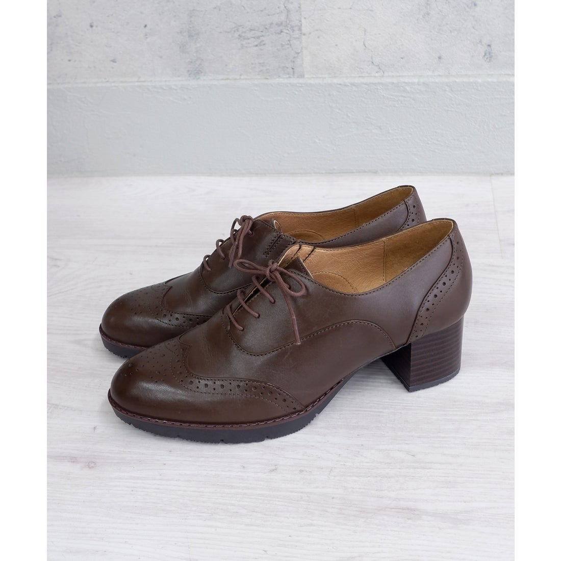 本革】 ウィングチップレースアップブーティ 21515 （ダークブラウン