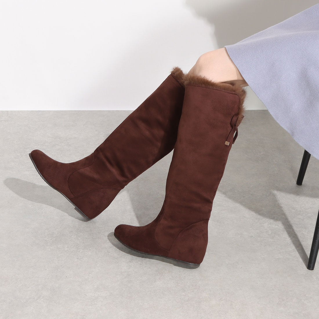 ロングファーブーツ 82204 （ダークブラウン） -モードカオリ MODE