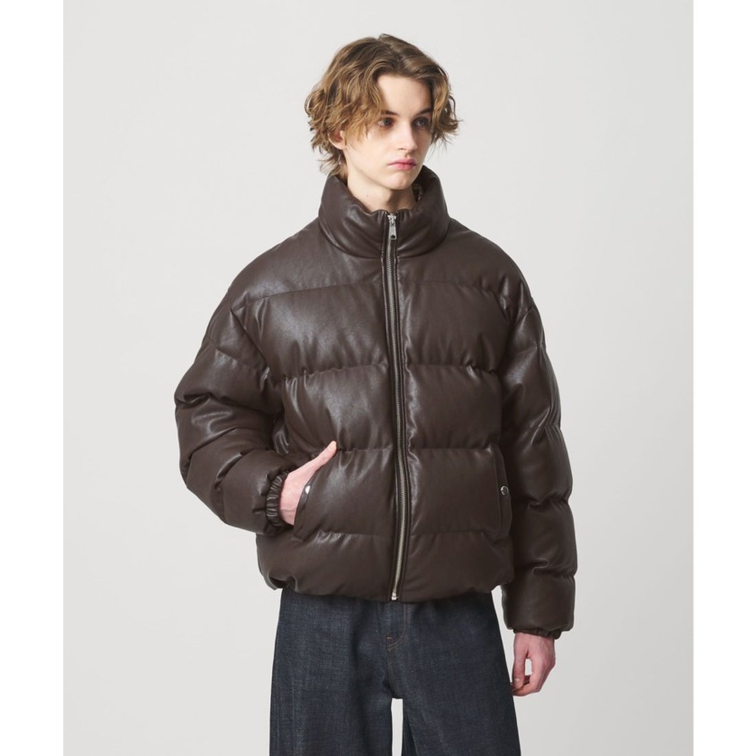 モンキータイム monkey time レザーライク ダウン ジャケット （BLACK