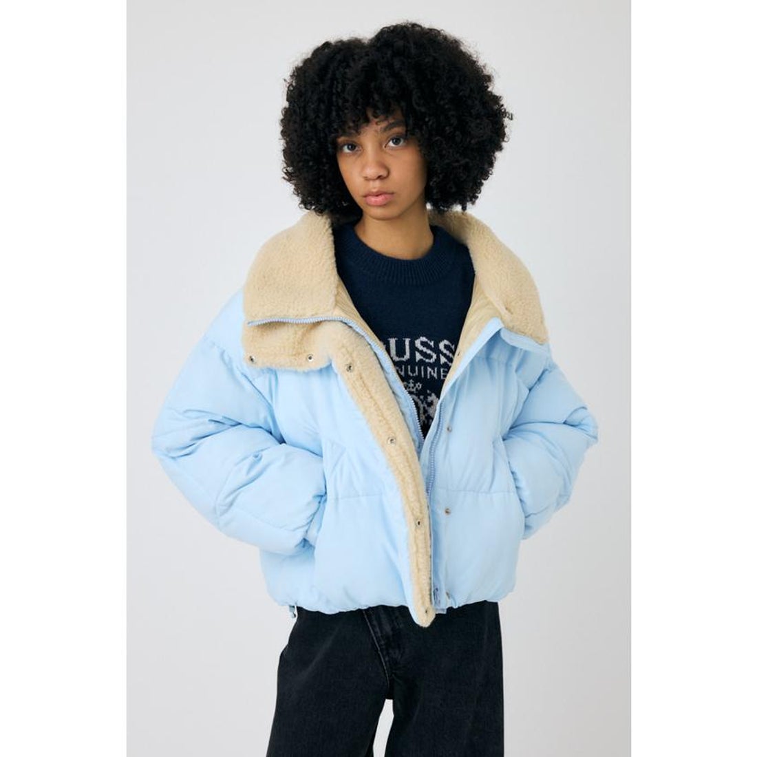 マウジー MOUSSY STAND COLLAR パッファージャケット （L/BLU1