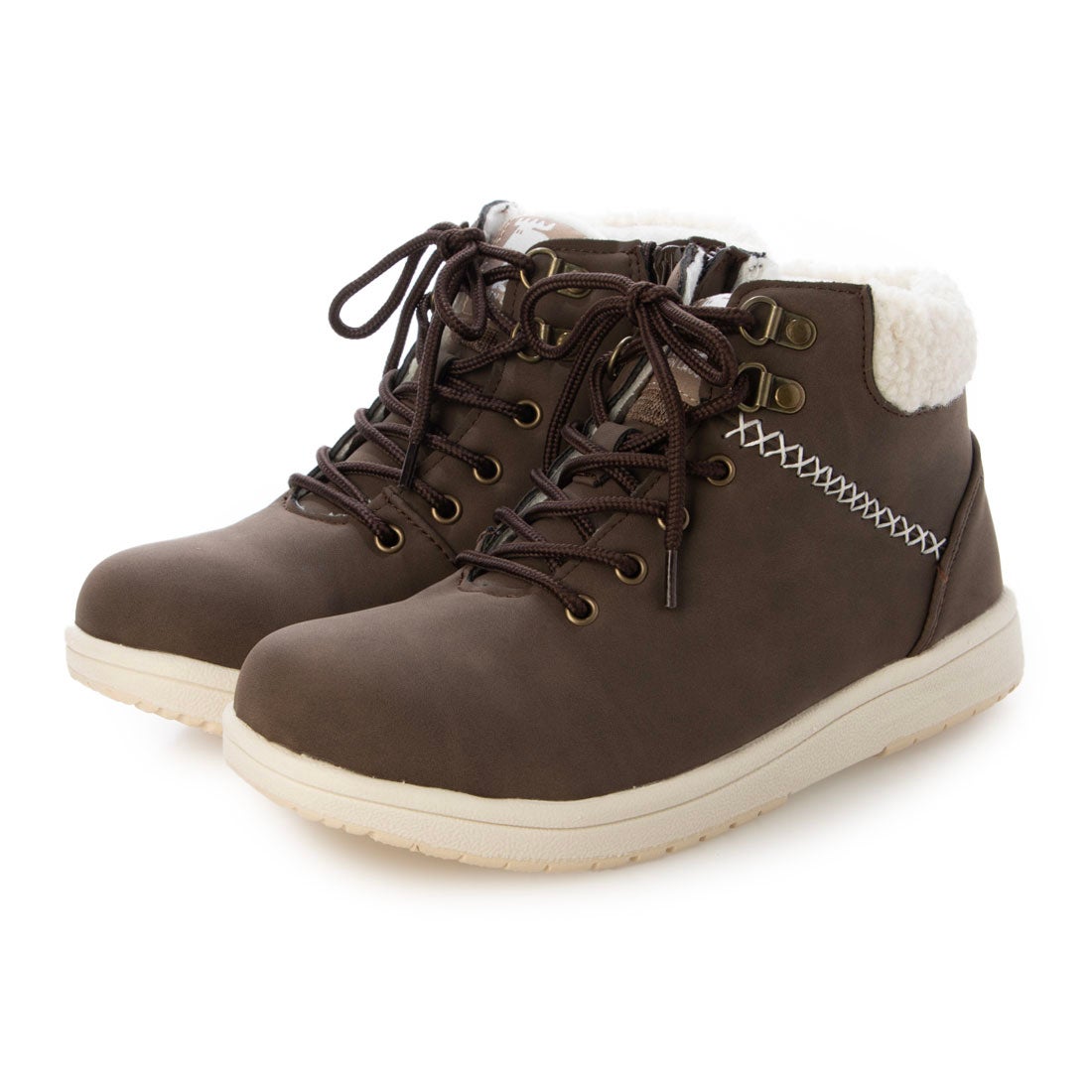 モズ moz 3cm4時間防水・撥水履き口ボアレースアップブーツ （ブラウン