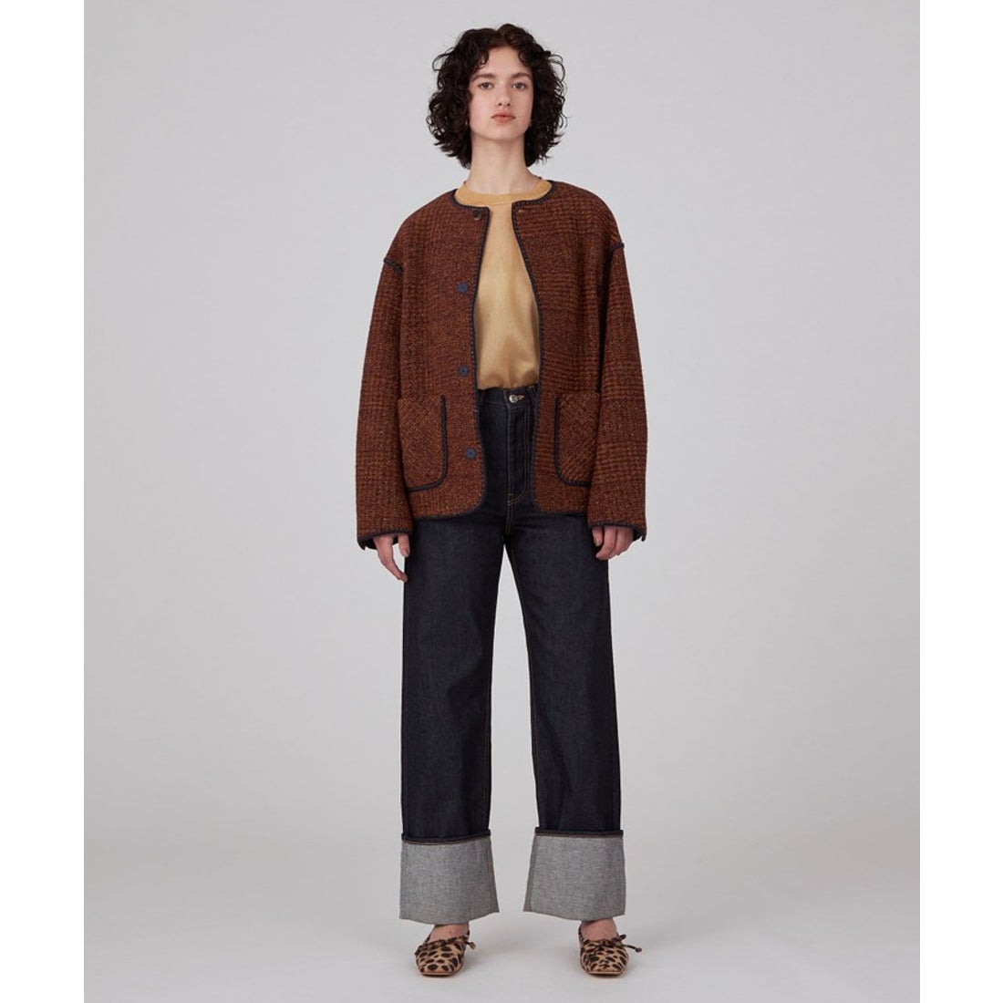 マカフィー MACPHEE チェックスパーク クルーネックジャケット （18