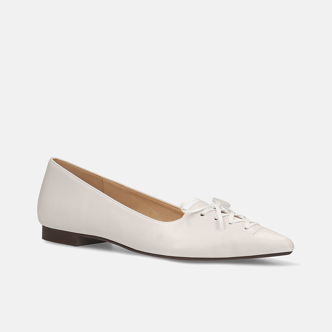 マミアン mamian ポインテッドトゥレースアップデザインフラット