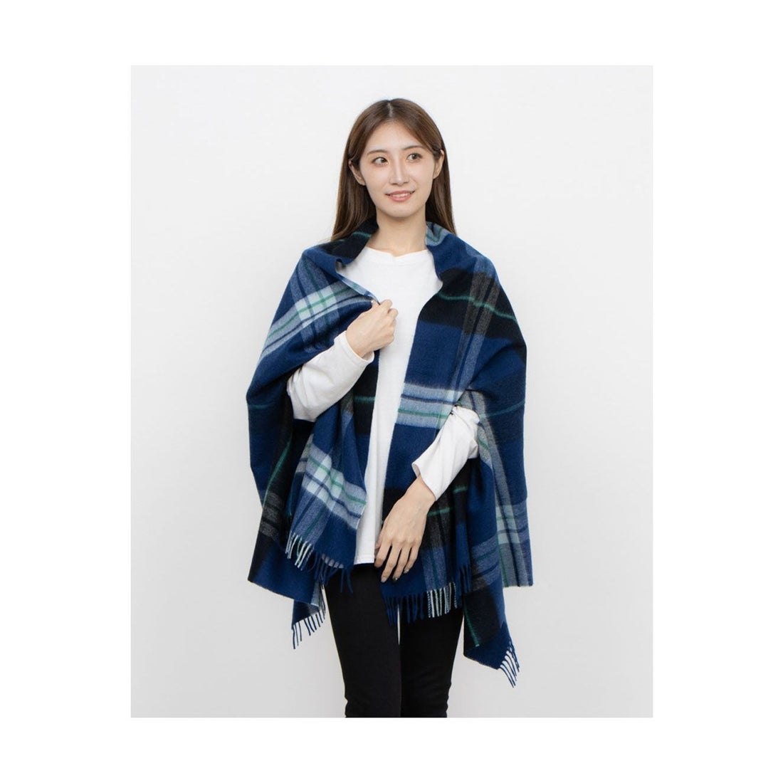 MACKINTOSH PHILOSOPHY ウール100％紡毛厚手ストール ポンチョ 羽織り