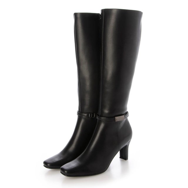 プラスダイアナ ＋diana ハイウェッジ ストレッチブーツ （黒人工