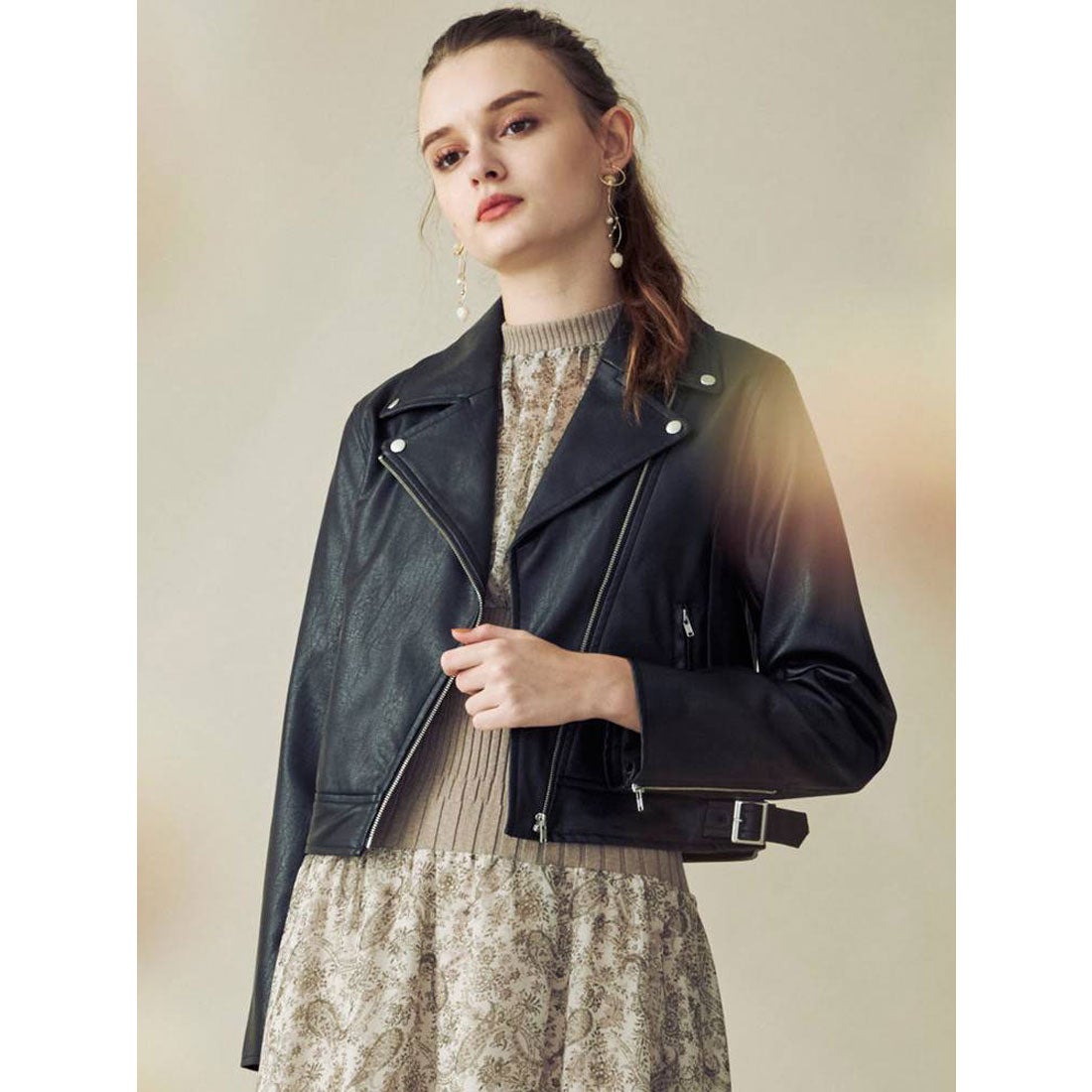 MERCURYDUO フェイクレザーライダースジャケット（ブラック） -靴