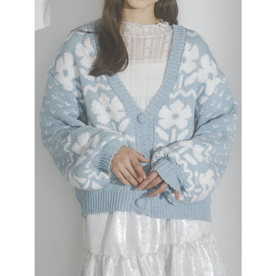 メリージェニー merry jenny merry jenny flowerジャガードVネック