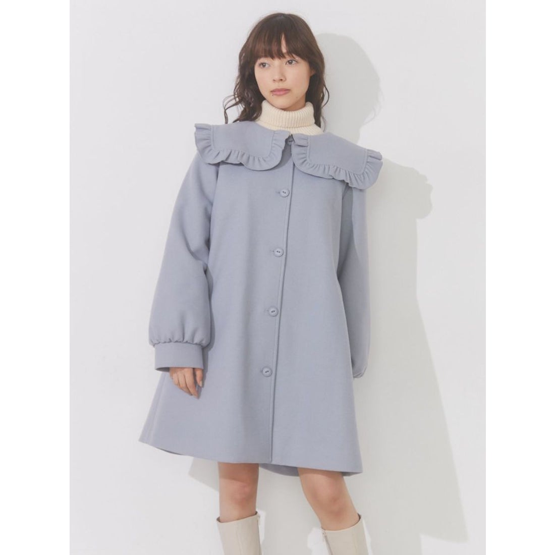 メリージェニー merry jenny Aラインセーラーコート （アイスブルー