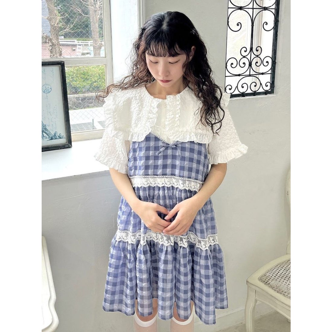 メリージェニー merry jenny checkフレアベビードール （ベージュ