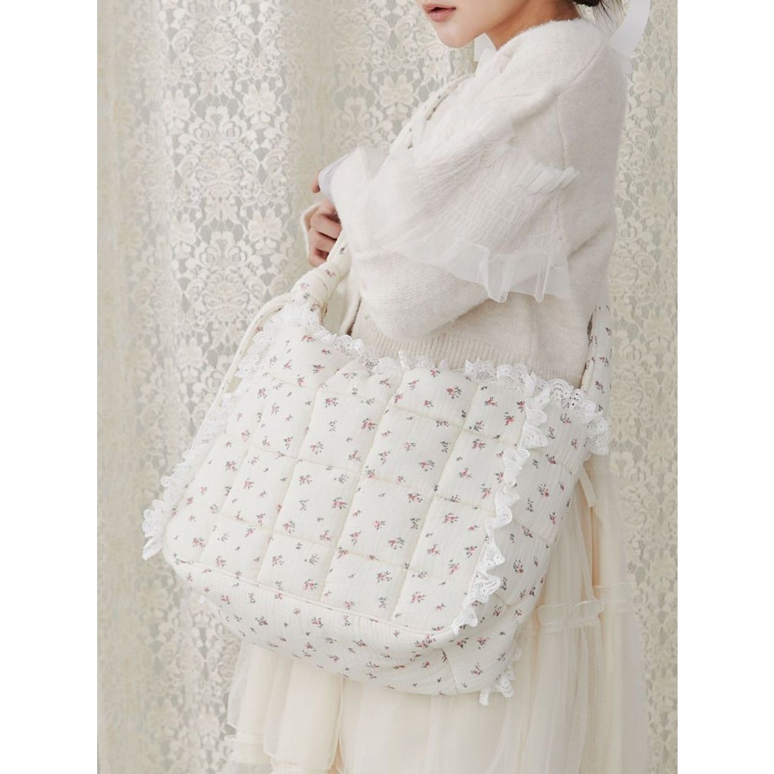 メリージェニー merry jenny お花のガーゼキルトショルダーバッグ