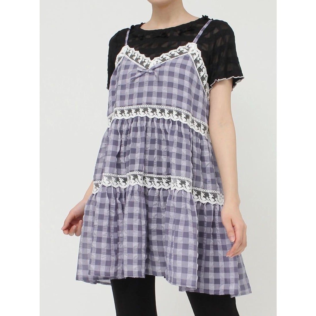 メリージェニー merry jenny checkフレアベビードール （ベージュ