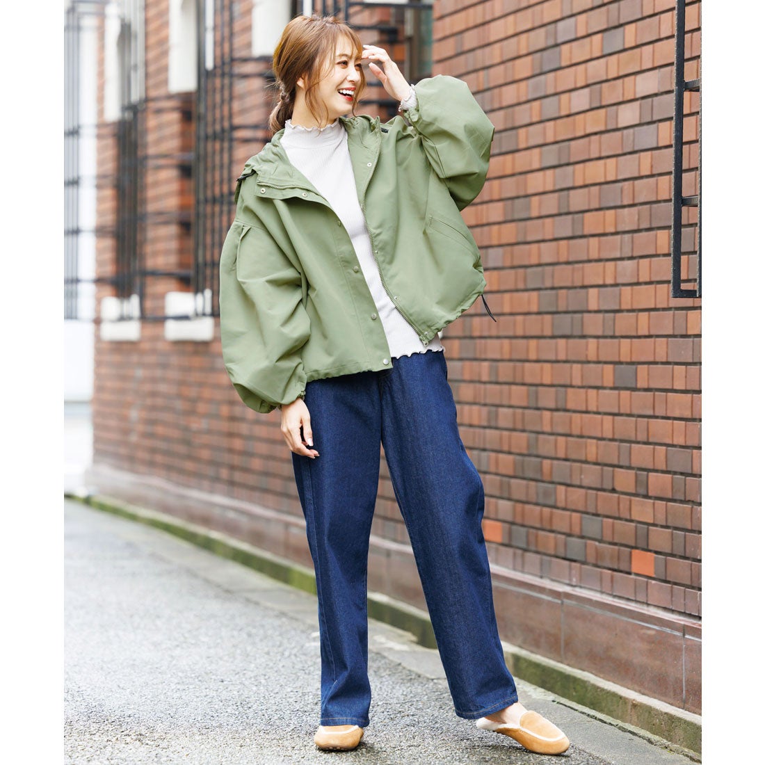 ミリアンデニ mili an deni 袖バルーンマウンテンパーカー （ライト