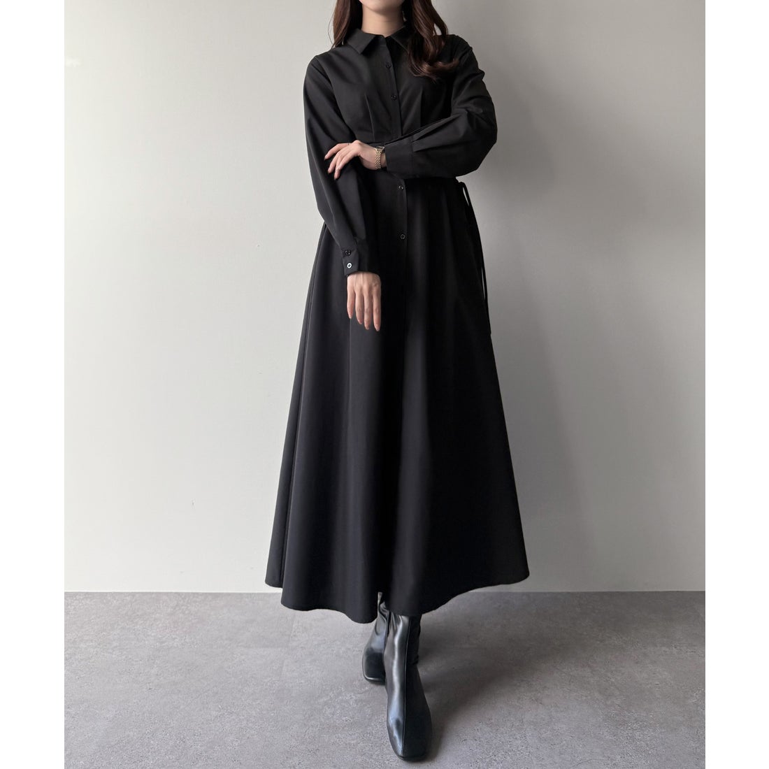 ミピアール mipiarl mipiarl レースアップタックフレアシャツ