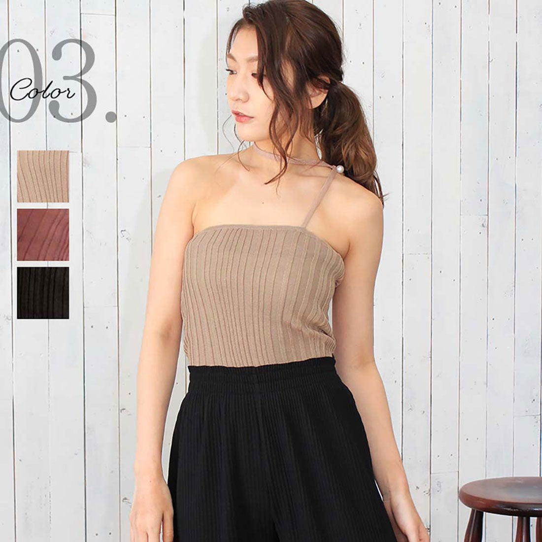 VALENTINO スパンコール ニット キャミソール ホルターネック M191