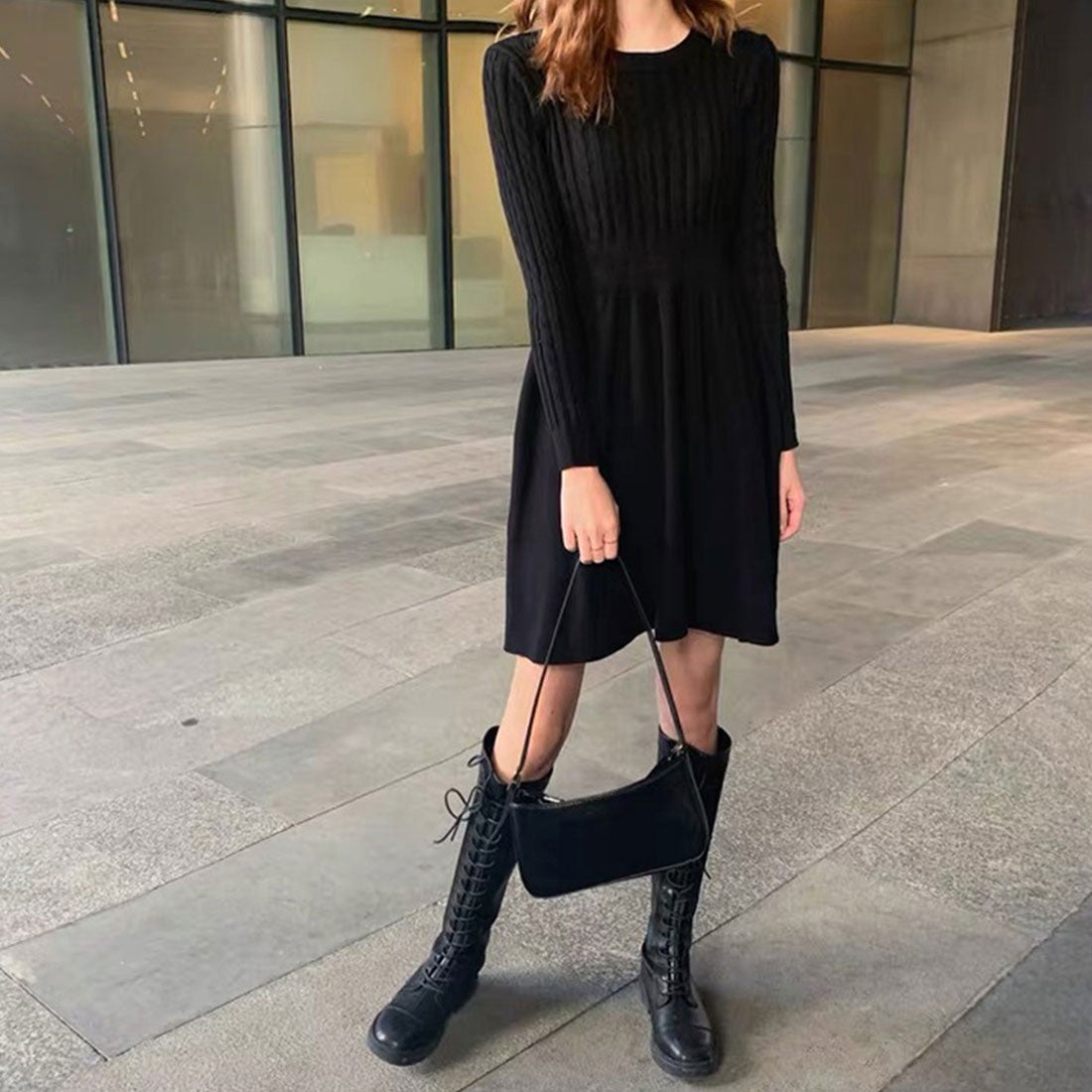 miniministore ケーブル編みニットミニワンピース 韓国風