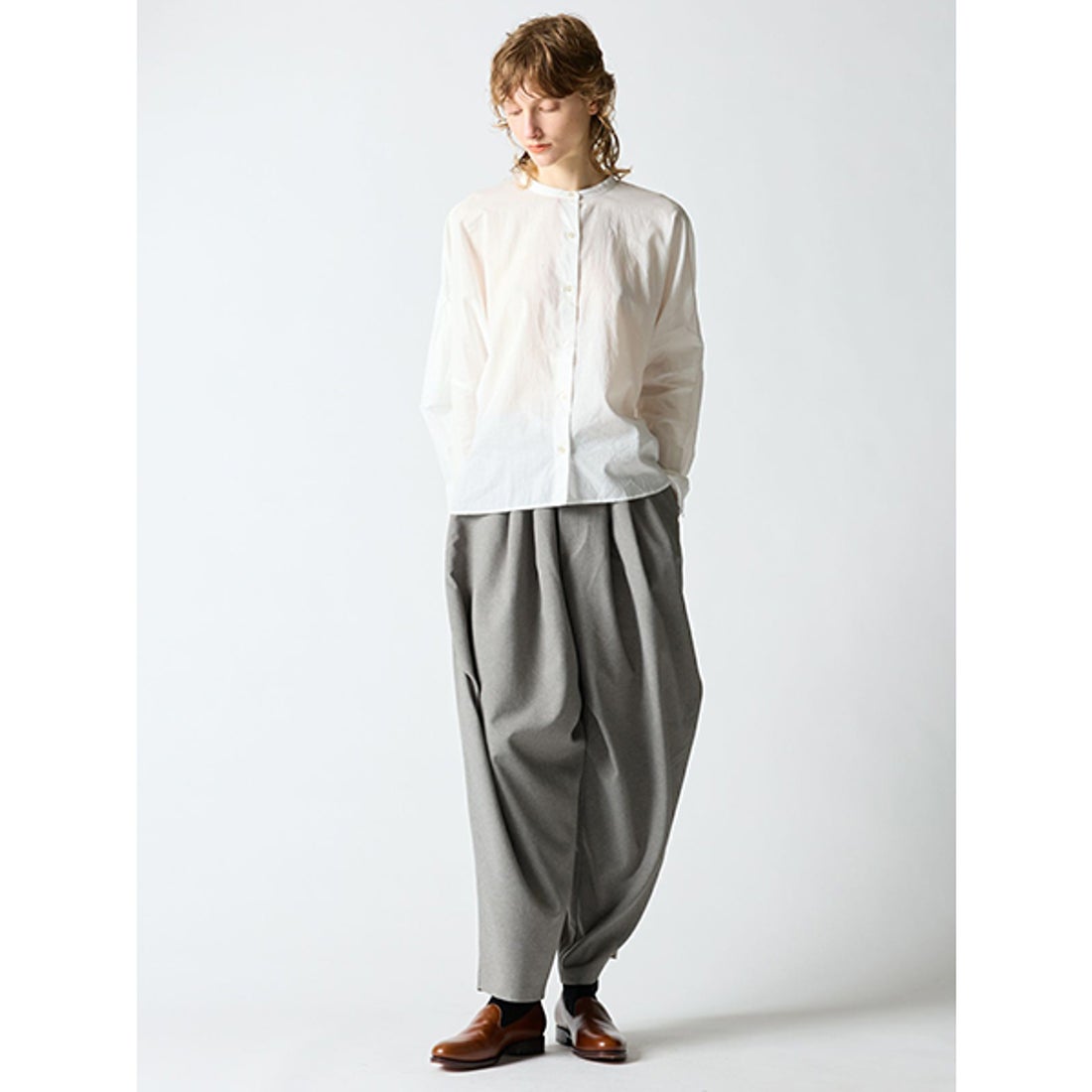 ミズイロインド mizuiro ind mizuiro ind バックギャザーワイドシャツ