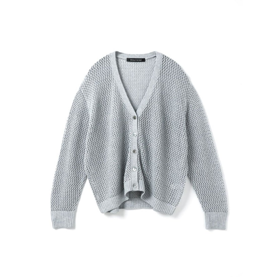 ミズイロインド mizuiro ind mizuiro ind メッシュVネックカーディガン