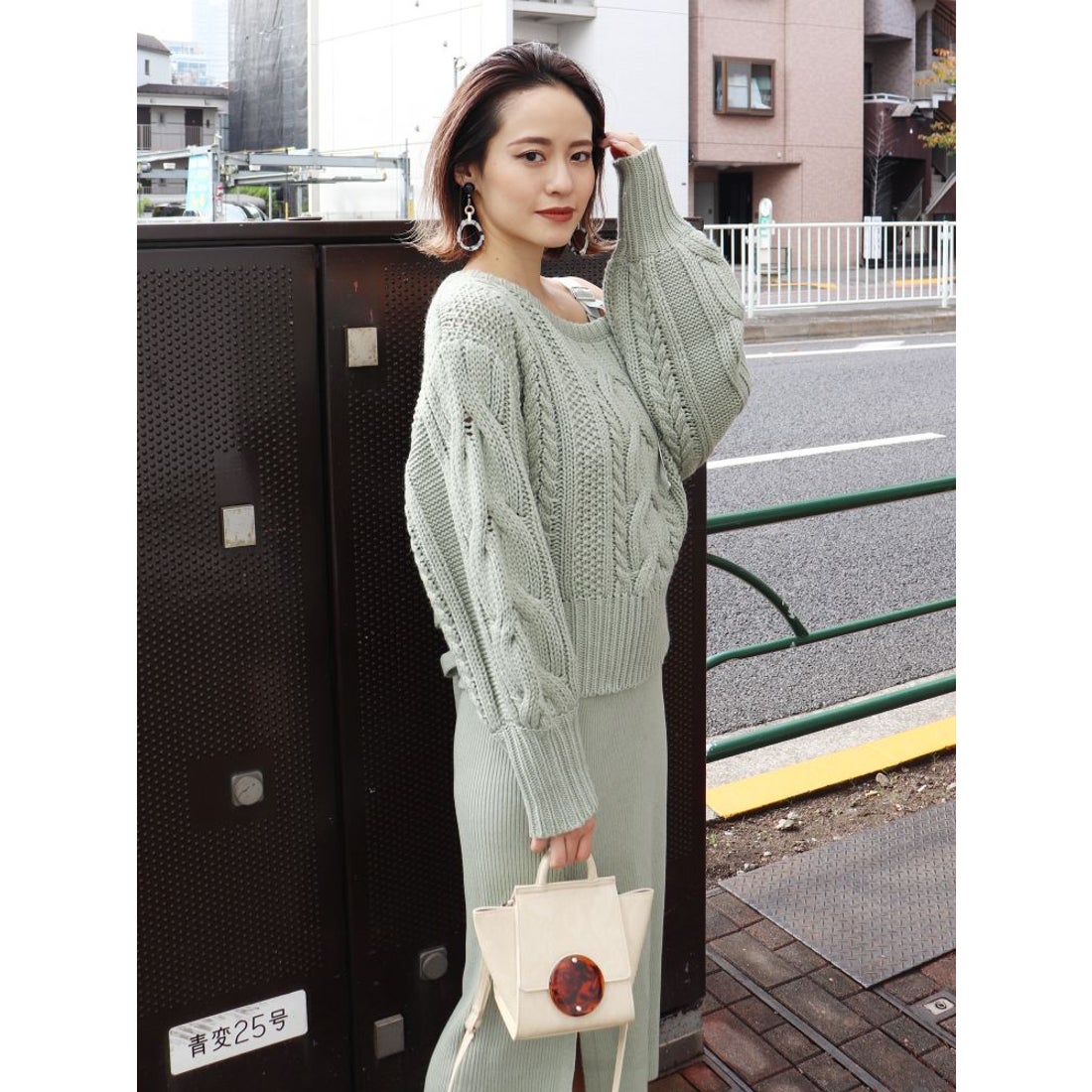 MURUA ケーブルニットワンピースセット（ライム） -靴＆ファッション