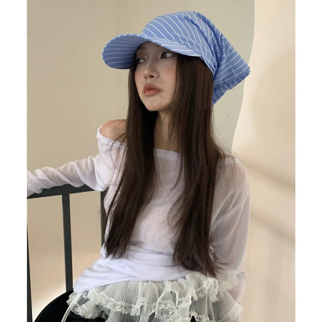 ショップニコニコ ShopNikoNiko ストライプ柄 スカーフキャップ【即納