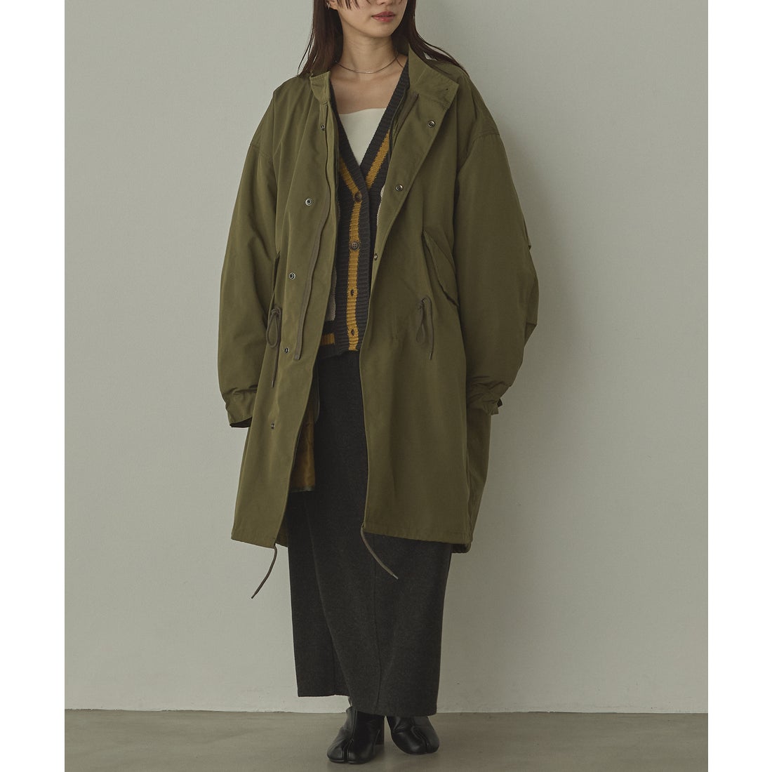 ノイア Noia TCブロード ロングモッズコート （カーキ