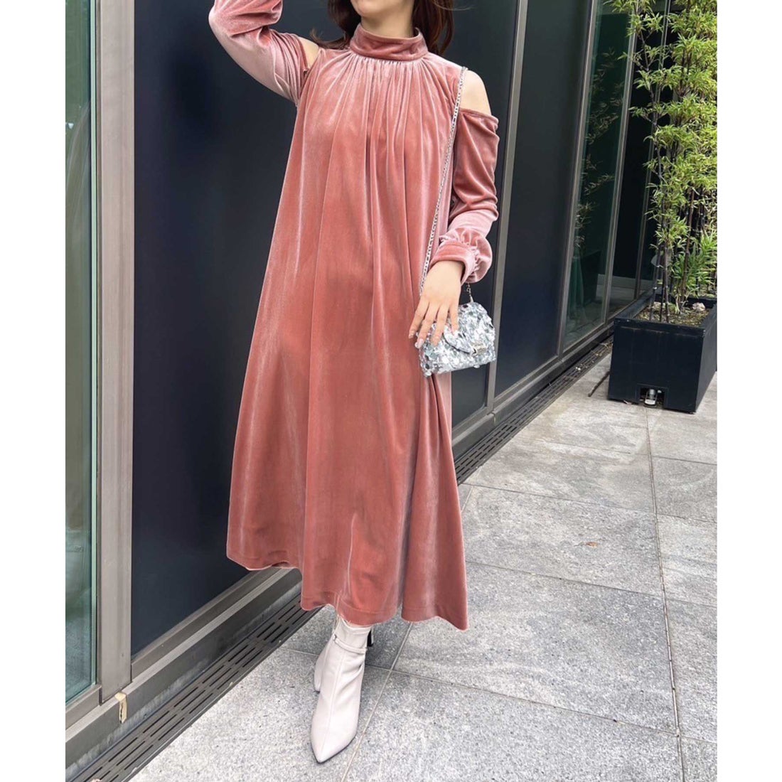 ノエラ NOELA 【WEB限定】ベロアワンピース （ピンク） - ファッション