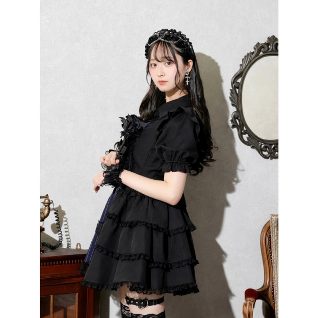 ノエミー NOEMIE ゴシックドレッシーデコルテクロスセットアップ （黒