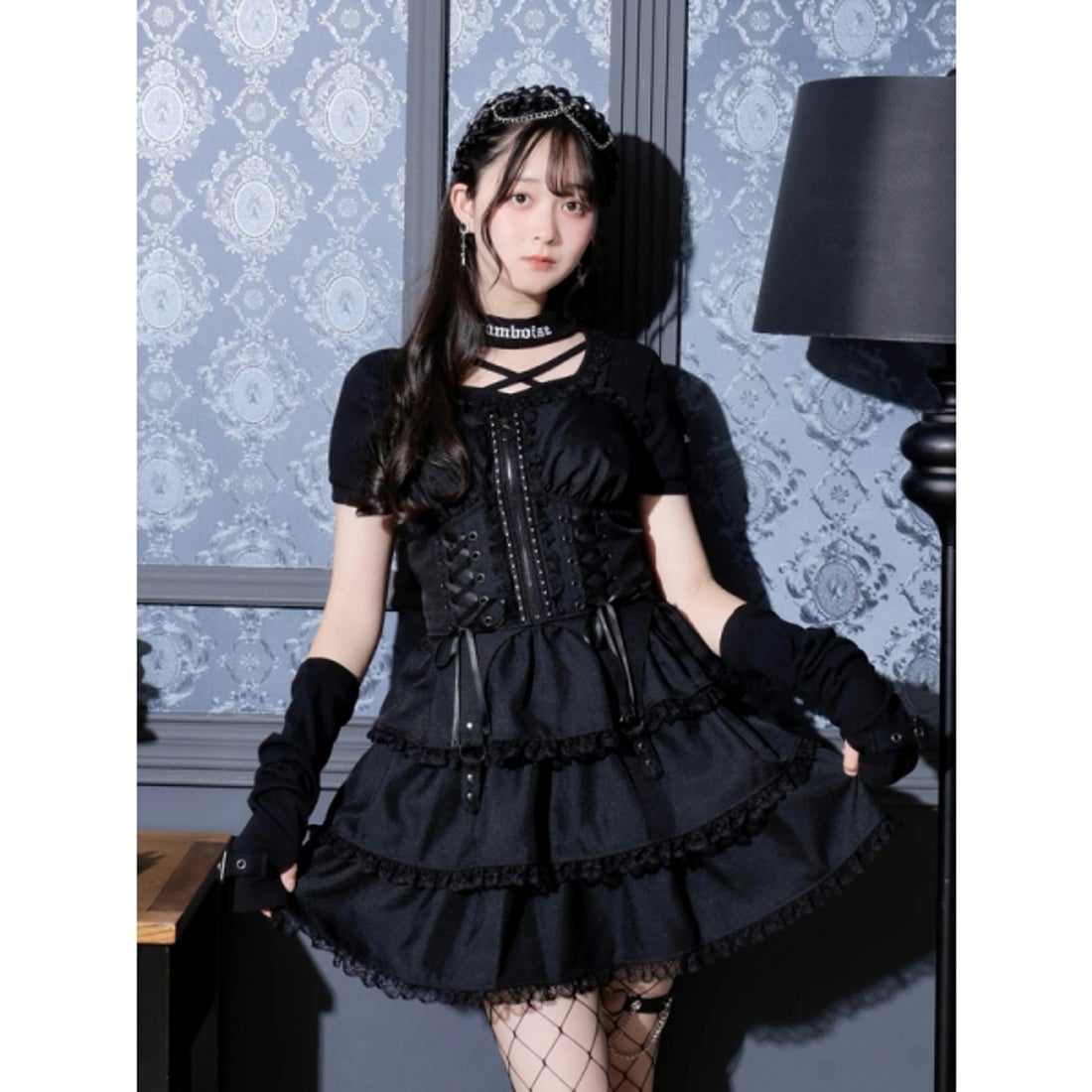 ノエミー NOEMIE コルセットレースアップティアードキャミワンピース