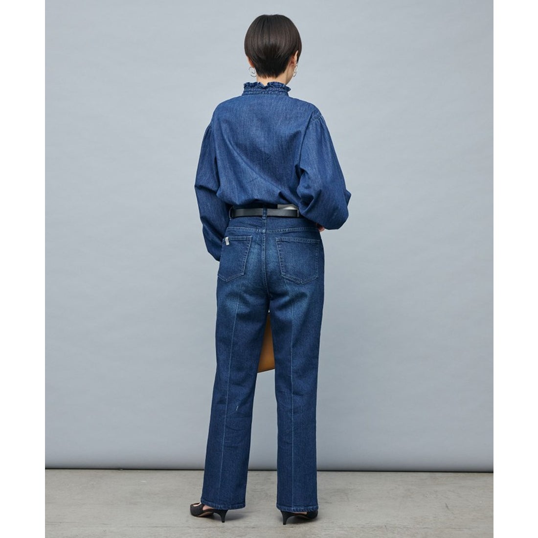 リエミラー Rie Miller ＜RM denim＞フリルデニムブラウス