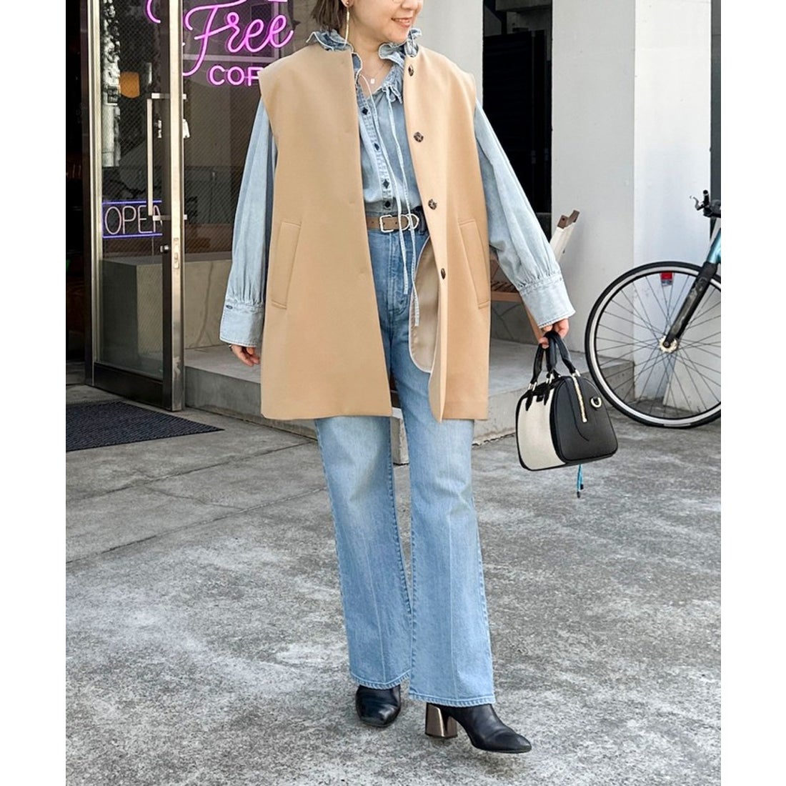 リエミラー Rie Miller 【RM denim】フリルギャザーデニムブラウス