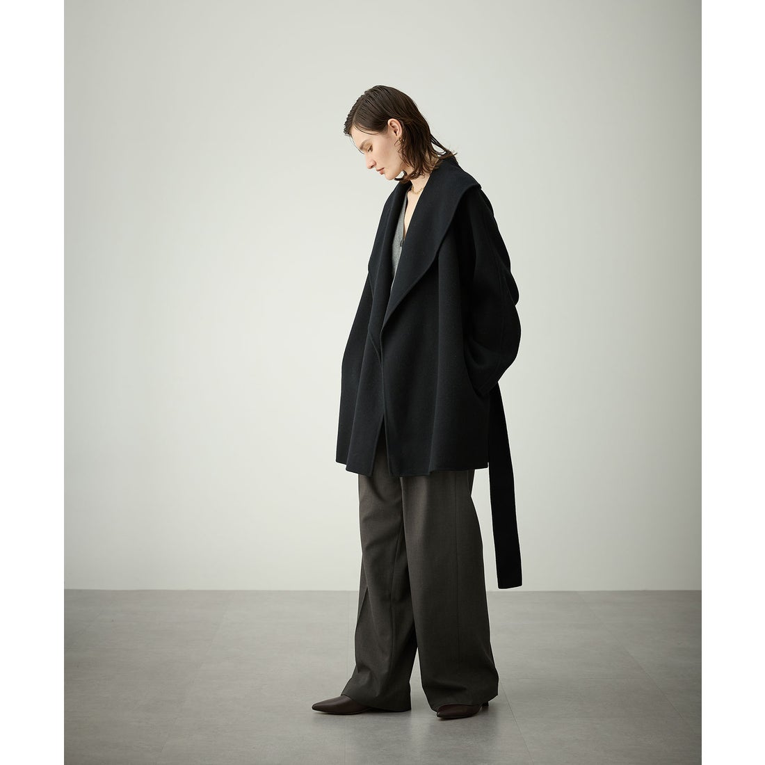 ノーク N.O.R.C ウールメルトンミドルリバーコート （ボルドー