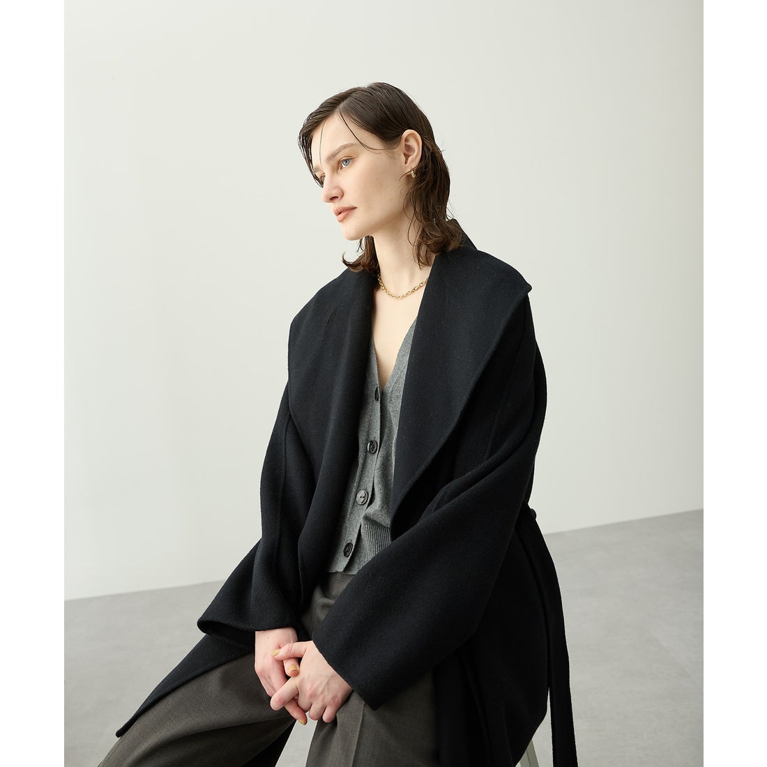 ノーク N.O.R.C ウールメルトンミドルリバーコート （ブラック