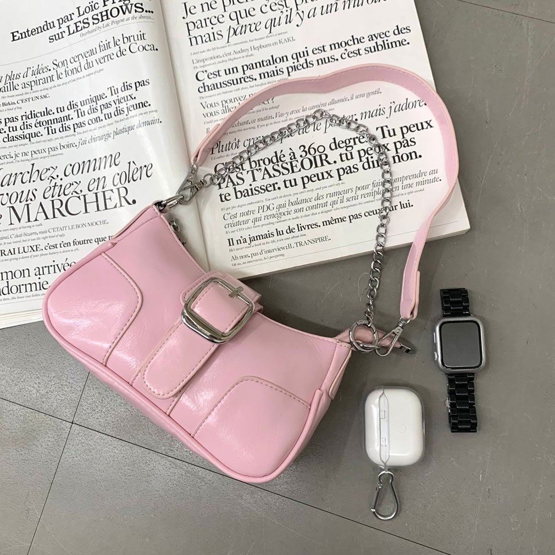 ノンヘッジ non-hedge ベルトミニショルダーバッグ （ピンク