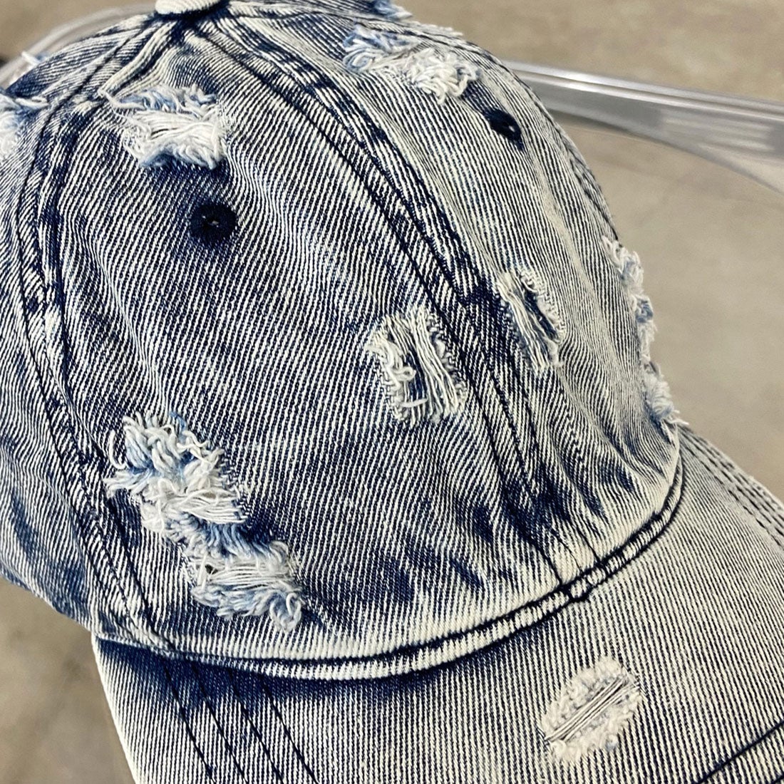 ノンヘッジ non-hedge デニムダメージキャップ （ブラック