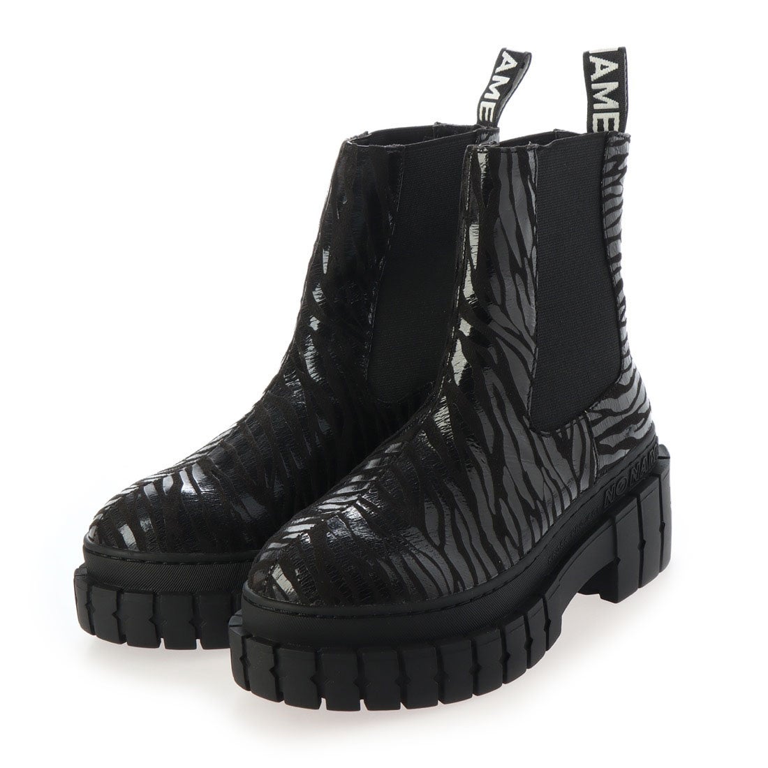 ノーネーム NO NAME KROSS CHELSEA ゼブラ柄厚底サイドゴアブーツ
