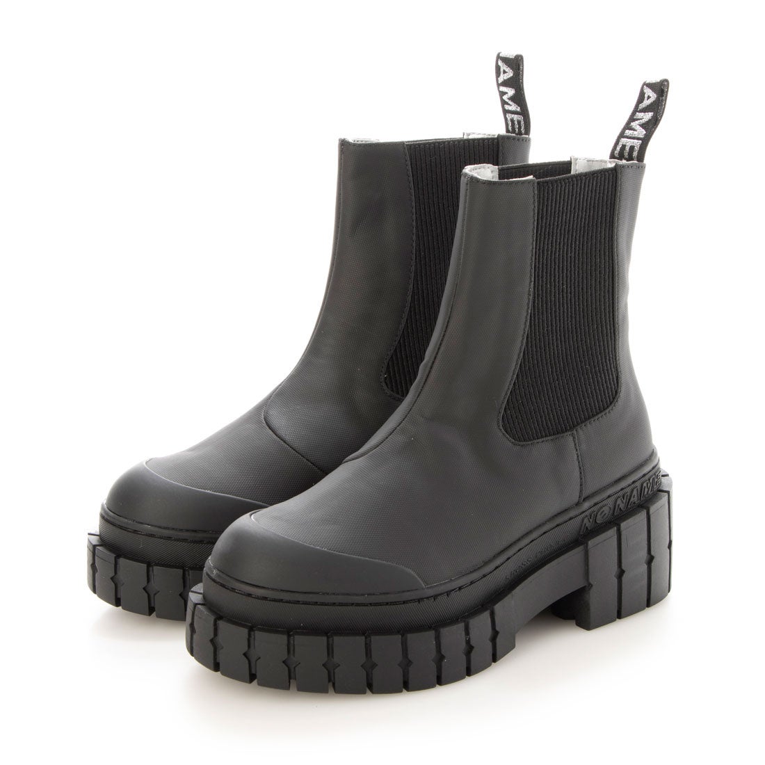 ノーネーム NO NAME 雨の日も安心！つま先ラバー素材 厚底サイドゴア