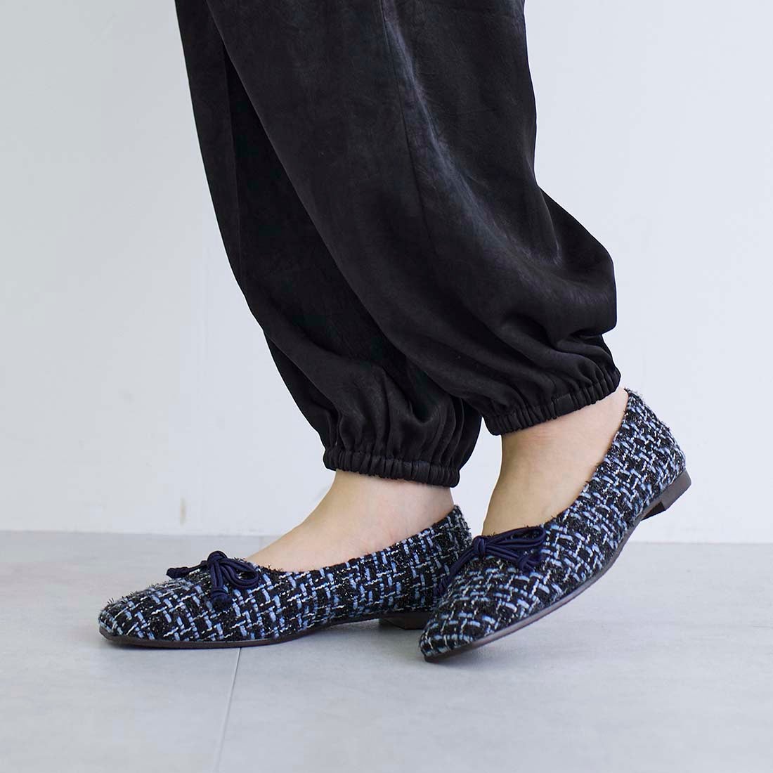 ノヤウ noyau スクエアツイードバレエシューズ （ブルーキジ） -Mode