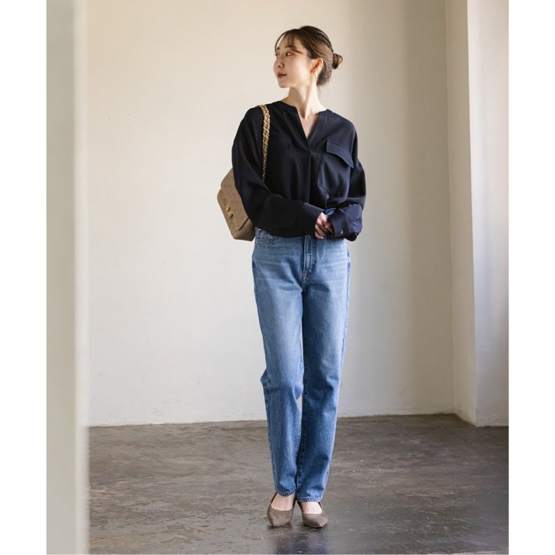 ノーブル NOBLE 《追加》ワークディテールドレープシャツ 2 （ネイビー