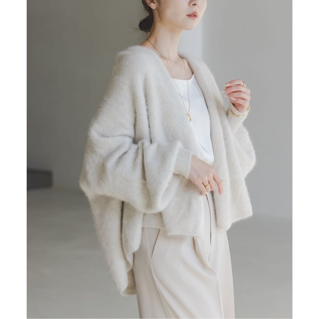 ノーブル NOBLE FOX/Caファーニットカーディガン （ベージュ