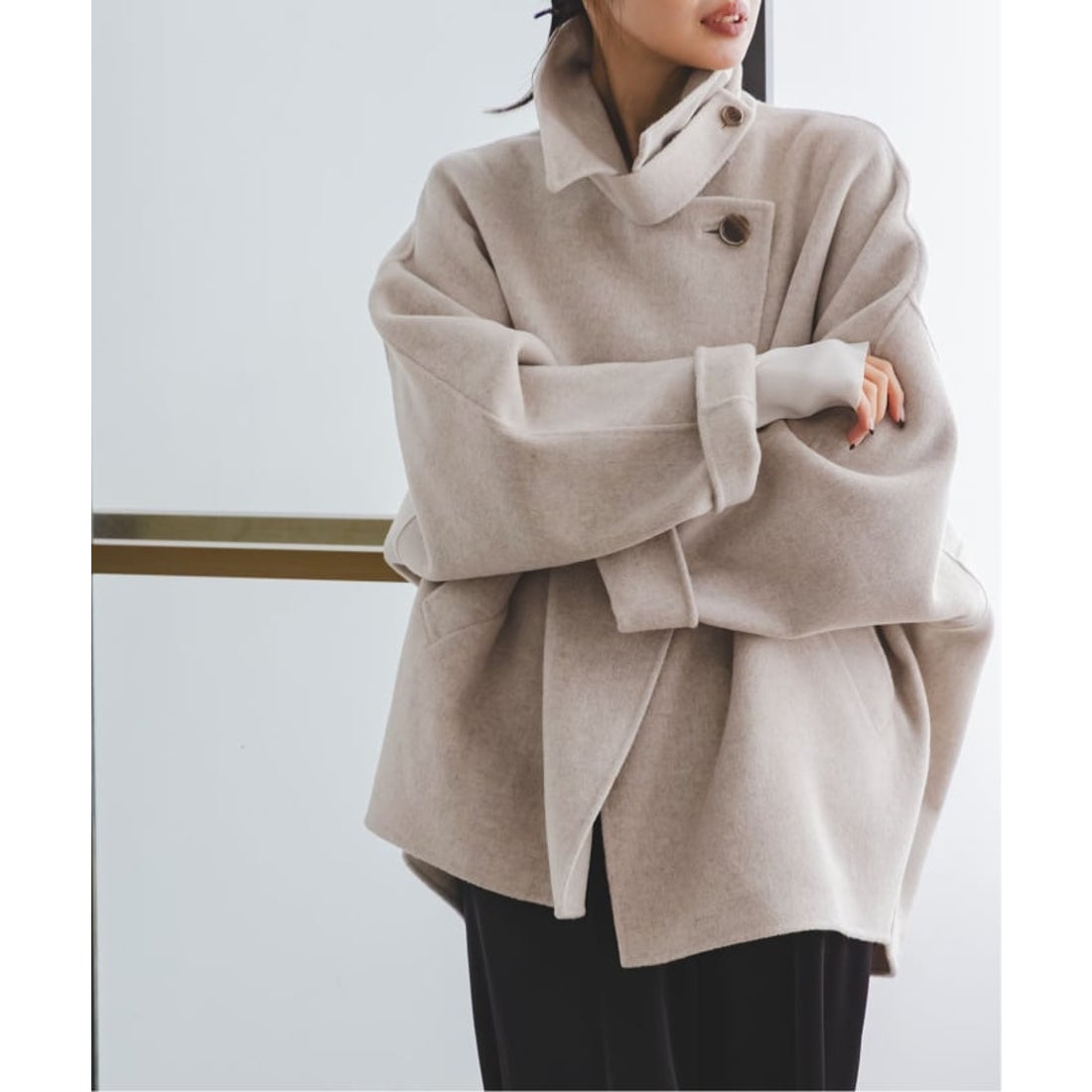 ノーブル NOBLE Super160s リバードルマンショートコート （ベージュ