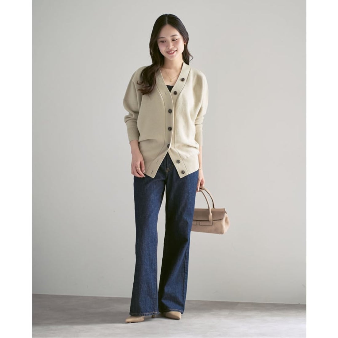 ノーブル NOBLE 《追加》Vネックドルマンカーディガン （ブラウン