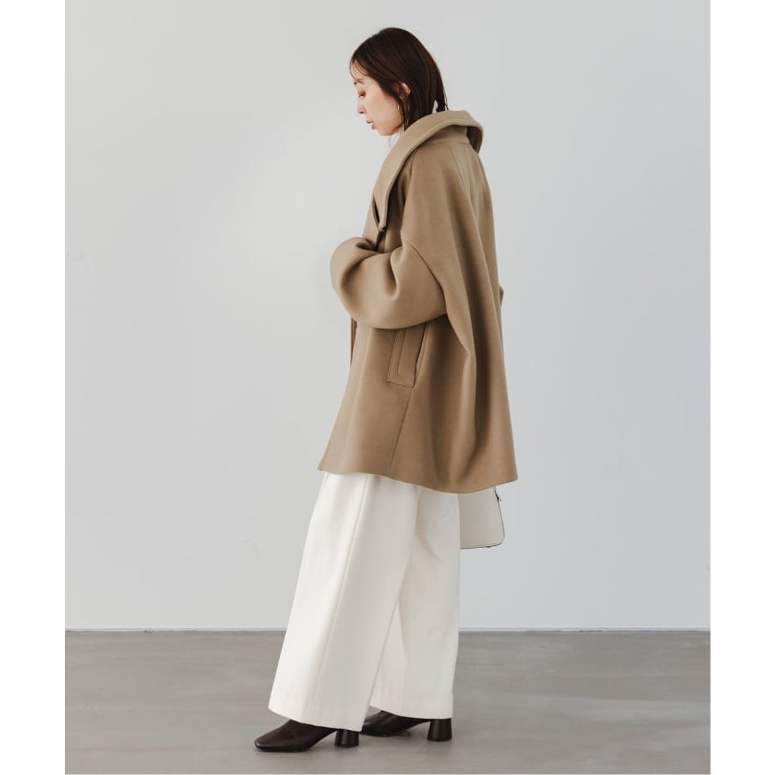 ノーブル NOBLE 《追加》スタンドカラーオーバーコート （キャメル