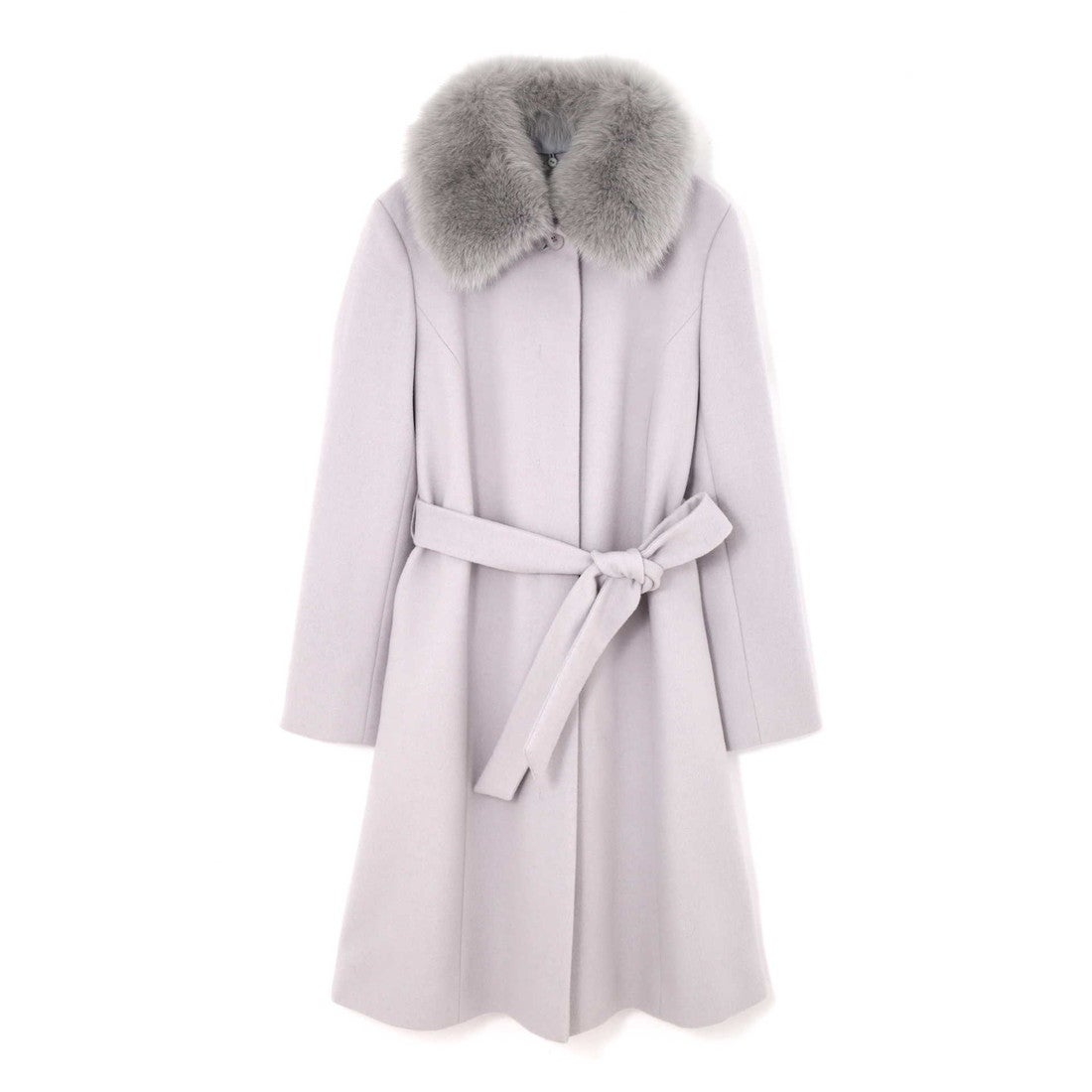 NATURAL BEAUTY カシミヤ混フォックスファー襟ロングウールコート