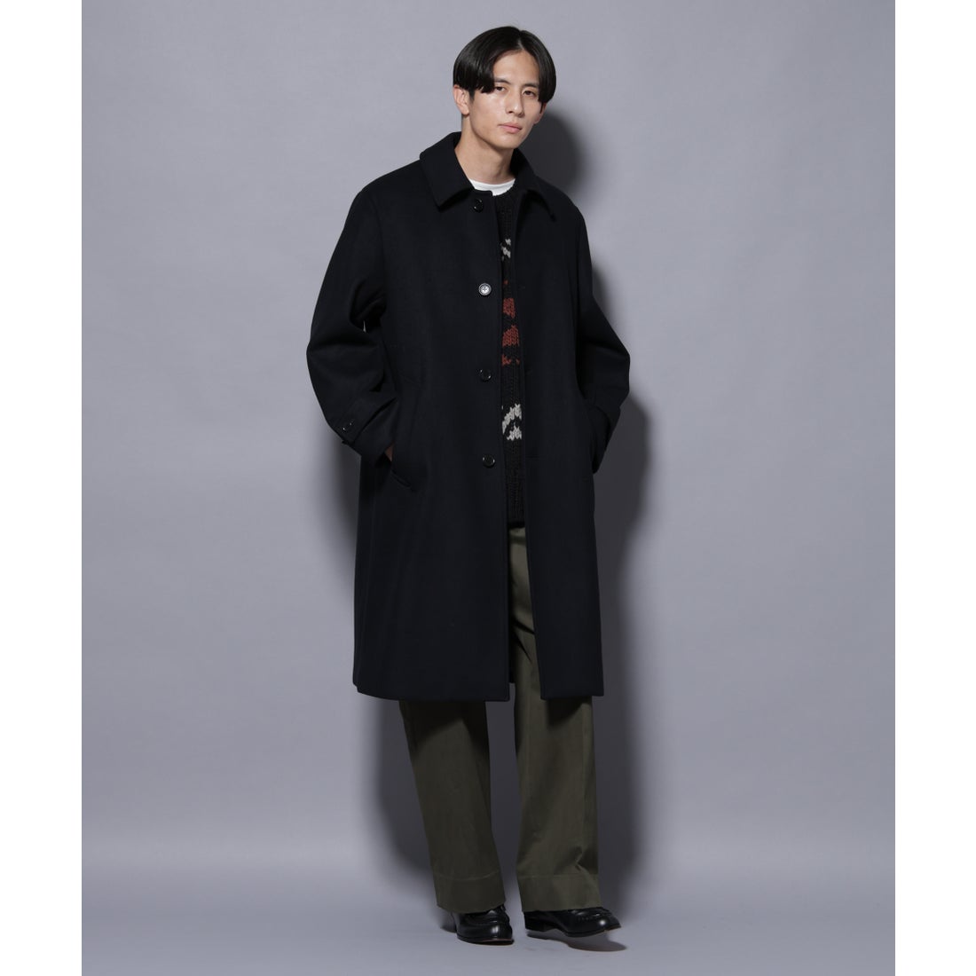 ナノ・ユニバース NANO universe ウールカシミヤメルトンシングル