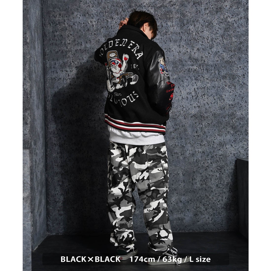 ワンフォークロージング 1111clothing ワッペン刺繍 袖PU スタジャン