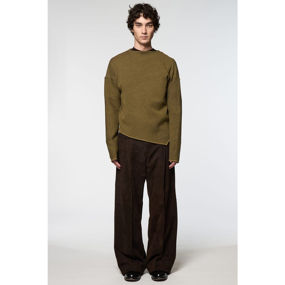 オマールアフリディ Omar Afridi SLANTED CREWNECK JUMPER （YELLOW