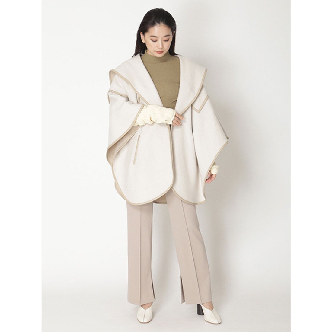 スナイデル SNIDEL リバーポンチョコート （ベージュ） -靴