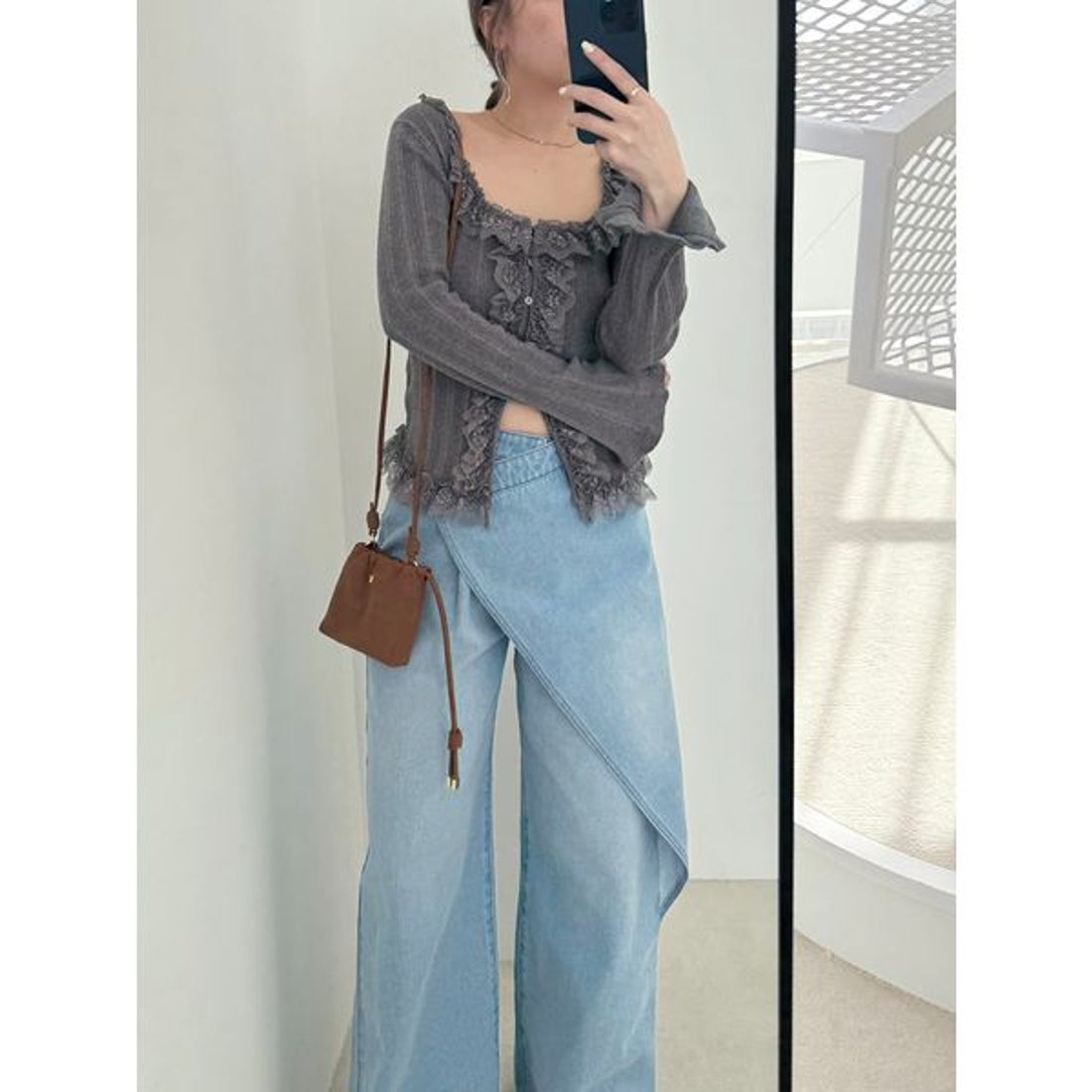 スナイデル SNIDEL Sustainableフリルニットプルオーバー （GRY