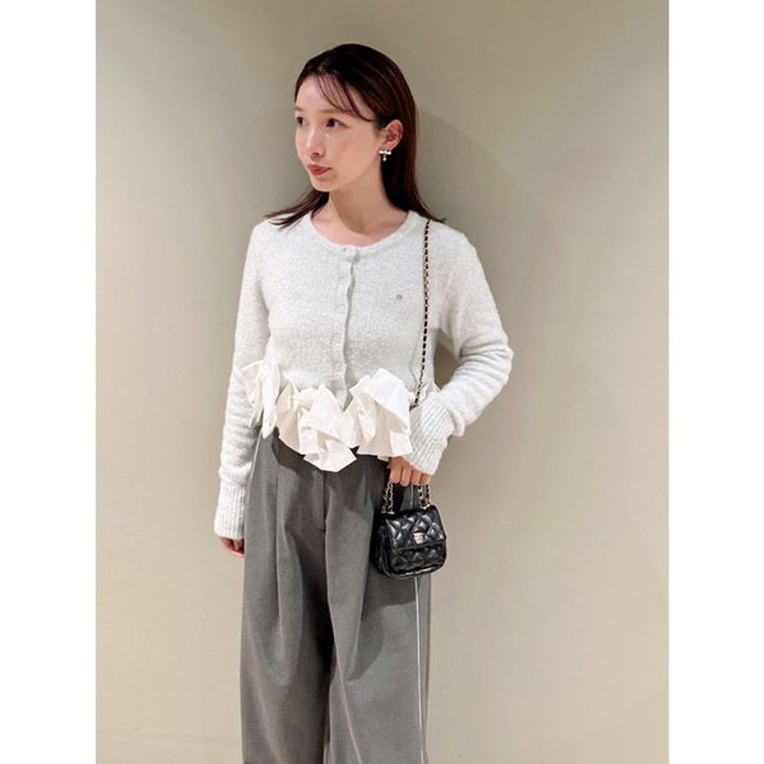 スナイデル SNIDEL リボンモチーフカーディガン （IVR） -ファッション